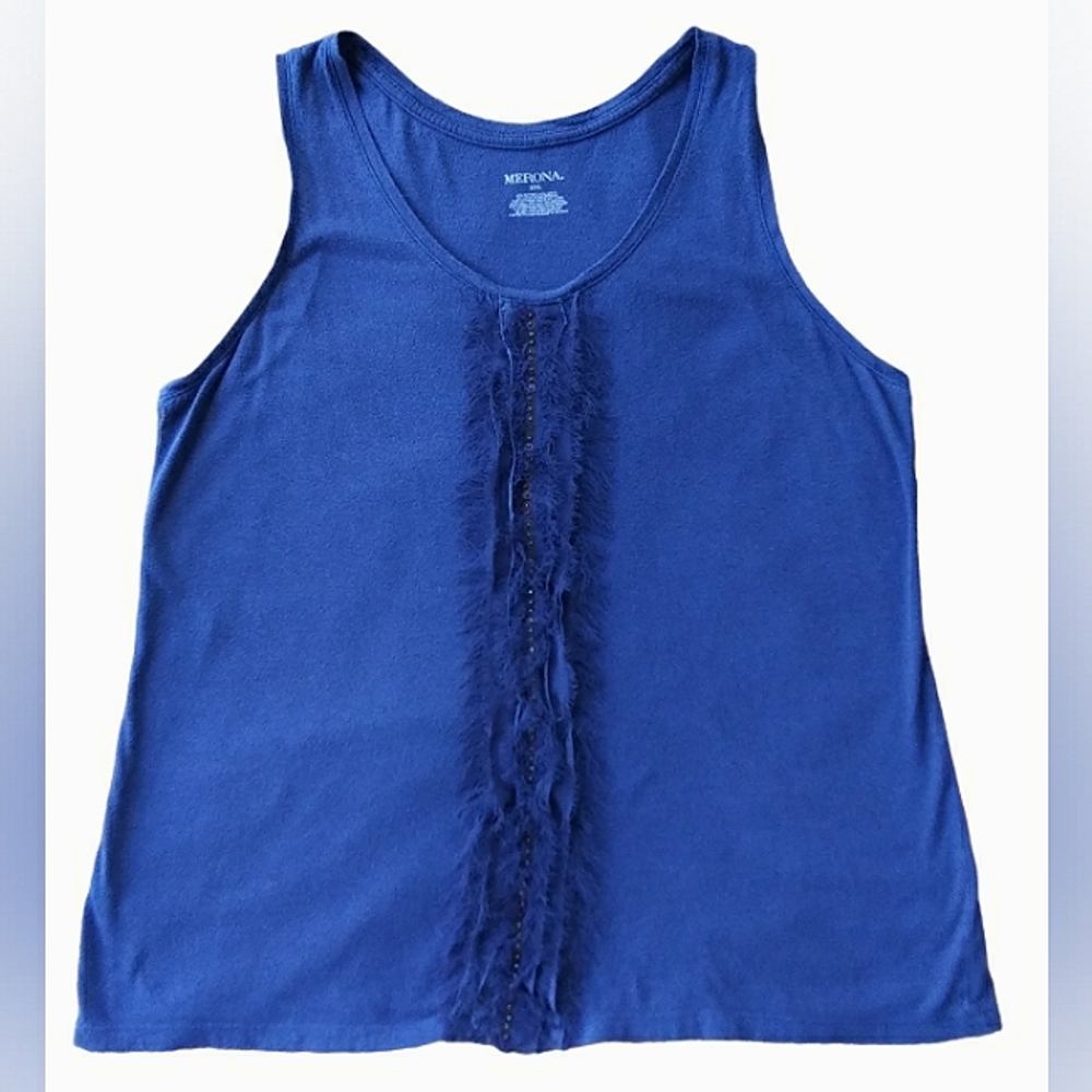 Merona Tank Top with Feather & Sequin Embellishments Size XXL